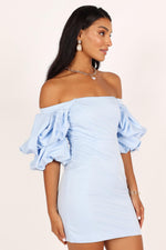 Load image into Gallery viewer, Fern Puff Sleeve Mini Dress - ICY Blue M
