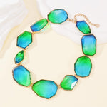 Load image into Gallery viewer, Firstmeet Vintage Resin Rhinestone Necklace Irregularly Shaped Elegant Crystal Collar for Women(XL-1240-Bicolour-Blue)
