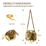 Load image into Gallery viewer, Designer Inspired Woven Bucket Bag for Women, Vegan Leather Multi-functional Crossbody Tote Purse Retro Style (Gold)
