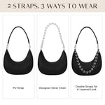 Load image into Gallery viewer, CHUNLI Small Shoulder Bag for Women, PU Leather Crescent Hobo Purses with Silver Chain, Women's Work Casual Evening Handbag, Black
