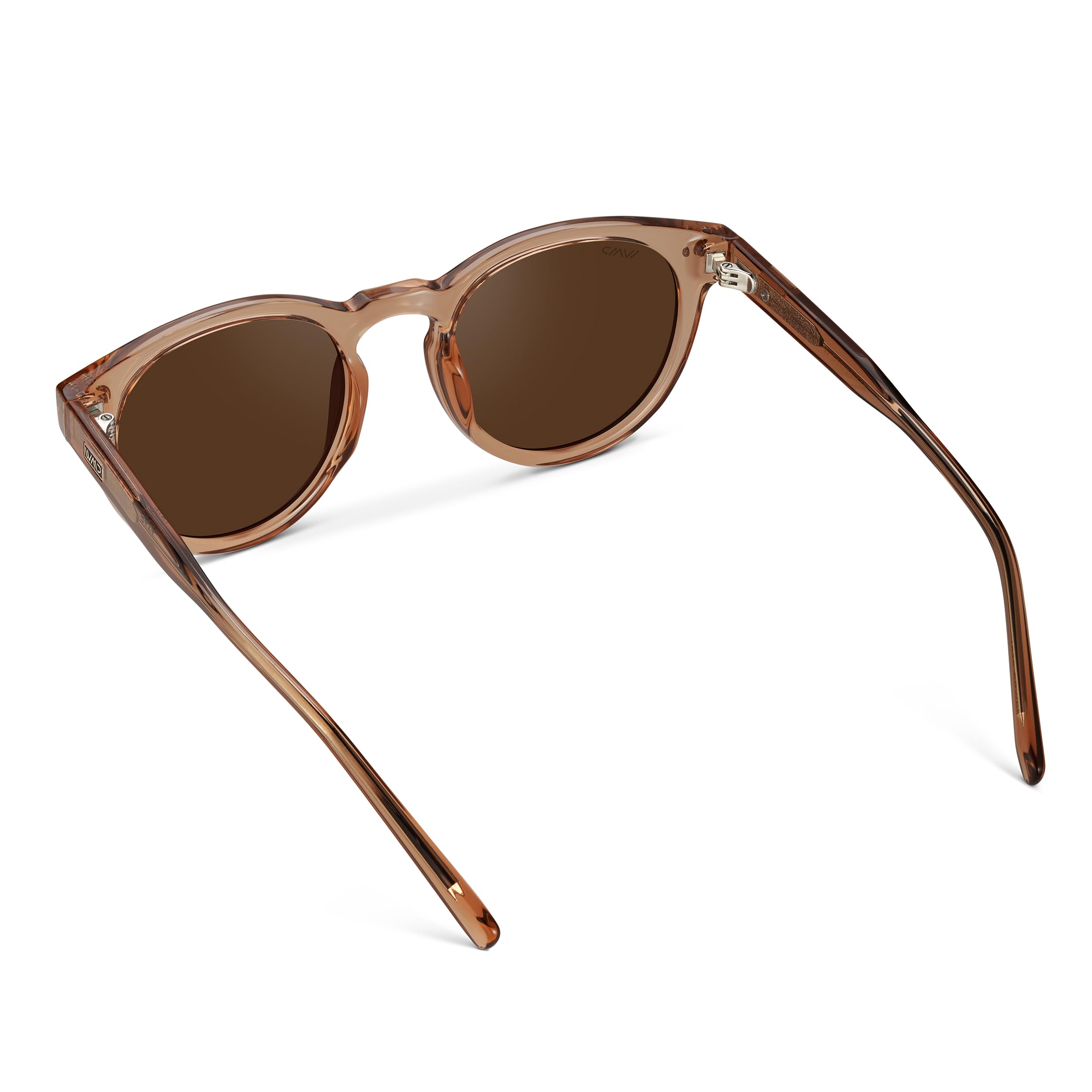 WearMe Pro Polarized Classic Round Retro Women's Sunglasses (Light Crystal Brown/Brown Lens)