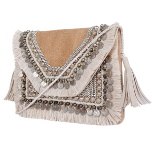Graciaas Hand Embroidered Straw Clutch Purse – Woven Envelope Handbag, Summer Beach Bag