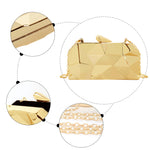 Load image into Gallery viewer, Reberomantic Women Lattice Pattern Metal Handbag Chain Geometric Evening Clutch Purse (G-Large Gold)
