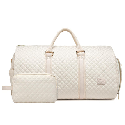 Convertible Garment Duffel Bag for Travel Womens Carry On Garment Bags With Toiletry Bag Large Weekender Bag Shoe Pouch 2 in 1 Hanging Suitcase Suit Travel Duffel Overnight Bags 2pcs Set Beige