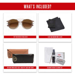 Load image into Gallery viewer, Ray-Ban RB3546 907151 52MM Copper Top on Beige/Crystal Lens Clear Brown Gradient Round Sunglasses for Men for Women + Bundle with Accessory Eyewear Kit
