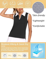 Load image into Gallery viewer, HOTLOOX Women Sleeveless Golf Polo Shirts Summer 2025 UPF 50+ Zipper V Neck Tennis Tank Top Black M
