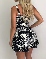 Load image into Gallery viewer, Relipop Women's Jumpsuits Floral Print Spaghetti Straps Sleeveless V Neck Front Tie Knot Rompers
