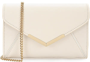 DEXMAY Women Envelope Clutch Faux Saffiano Leather Evening Handbag Foldover Clutch Bag Formal Dressy Purse Ivory