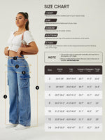 Load image into Gallery viewer, Women High Waisted Cargo Jean for Women with 6 Pockets Straight Wide Leg Jean Casual Baggy Pants Blue
