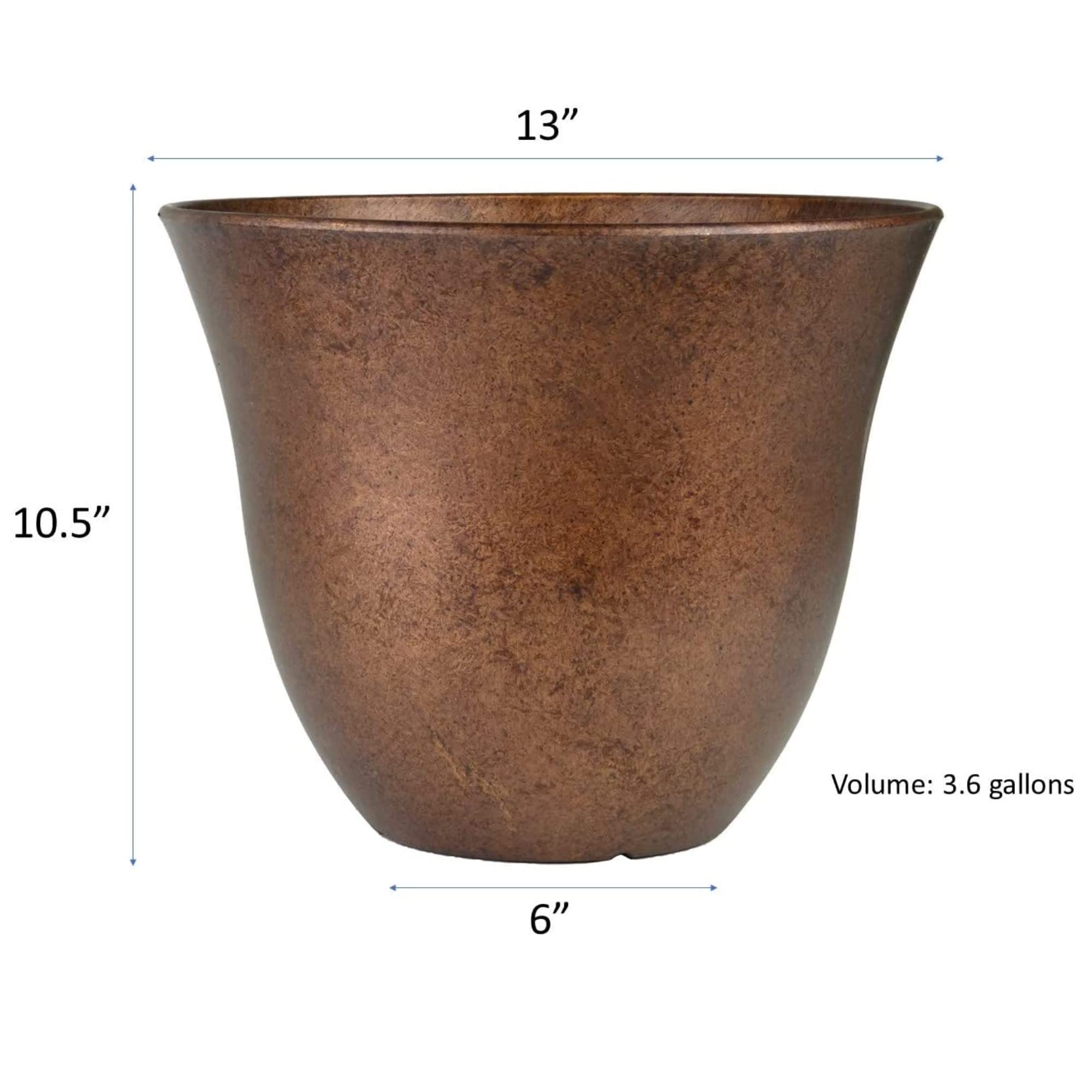Classic Home and Garden Honeysuckle Resin Flower Pot Planter, Copper, 13"