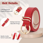 Load image into Gallery viewer, WHIPPY Women Leather Belt Fashion Design belt Gold Buckle Ladies Belt for Jeans Pants Dresses Red S
