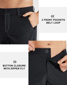 Libin Mens Golf Pants Stretch Work Dress Pants 30" Quick Dry Lightweight Business Casual Pants for Men Comfy Water Resistant, Black, 32W x 30L