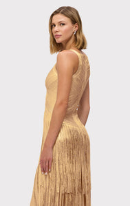 Herve Leger, The Metallic Mischa Dress, XXS, Gold Foil
