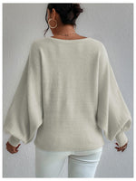 Load image into Gallery viewer, BEAUDRM Women&#39;s Lantern Sleeve Sweater Graphic Boat Neck Drop Shoulder Long Sleeve Oversized Pullovers Jumper Top Beige Medium
