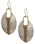 Load image into Gallery viewer, SPUNKYsoul Boho Earrings for Women Gold Silver Copper Dangle Oval or Round Ethnic Trendy Western Hammered Handmade Jewelry (Silver Gold Copper)
