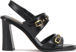 Load image into Gallery viewer, Vince Camuto Womens Ridena Studded Buckle High Heel Sandals Black 9.5 Medium
