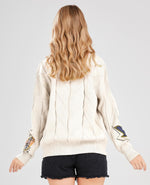 Load image into Gallery viewer, Women&#39;s Cable Knit Long Sleeve Open Front Cardigan Sheep V-Neck Button Down Embroidery Wool Blend Sweater Coat Outwear (S,Beige)
