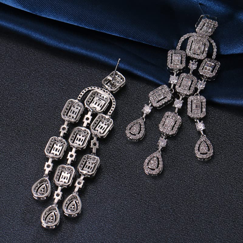 14K White Gold Moissanite Chandelier Earrings for Women,Dainty Moissanite Drop Earrings,Fashion Jewelry Gift For Mom,Girlfriend,Wife (Style 2, 14K Gold)