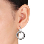 Load image into Gallery viewer, Diamond Double Circle Sterling Silver and Black Rhodium Earrings 1/20ctw
