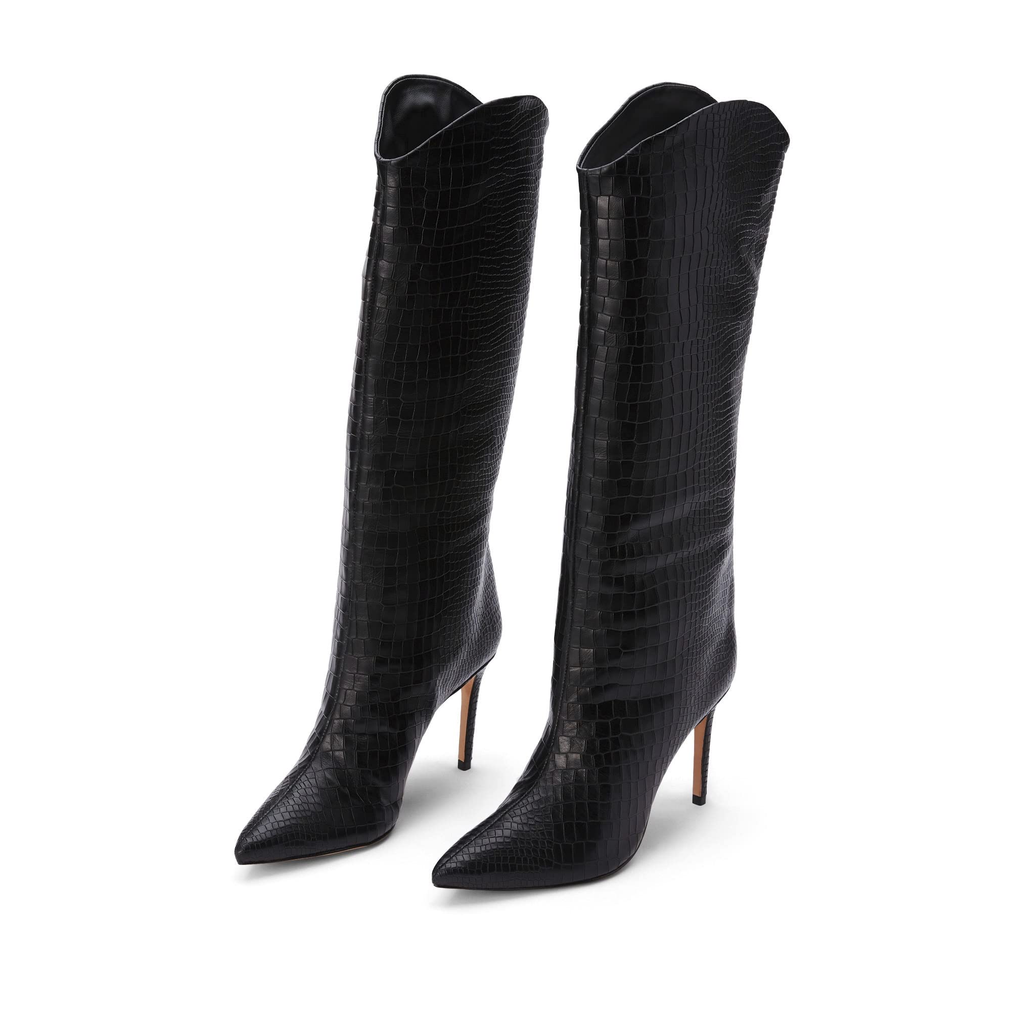 SCHUTZ Women's Maryana Leather Dress Boot (7, Black)