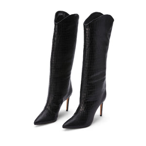 SCHUTZ Women's Maryana Leather Dress Boot (7, Black)