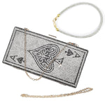Load image into Gallery viewer, MAYIFDO Diamond Sliver Crystal Evening Bag Rhinestone Bling Handbags Ace of Spades Purses Poker Card Clutch For Party.
