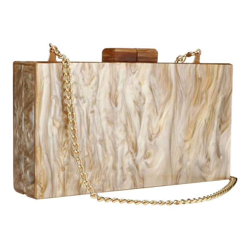 YYW Acrylic Clutch Purses for Women with Marbling Purses and Handbags Evening Crossbody Bag (Gold)