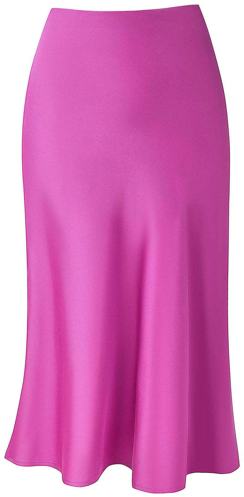 Soowalaoo Womens Skirt Midi Long Length Silk Satin High Waisted Elastic Casual Trendy Summer Skirts Purple M