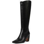 Load image into Gallery viewer, Oiamenne Knee High Boots for Women Soft Square Toe Chunky Heel Tall Boots Comfortable Wide Calf Long Boots with Side Zipper,Black Size 8.5
