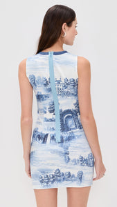alice + olivia Women's Wynell Fitted Mini Dress, Chateau, Blue, Print, 6