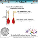 Load image into Gallery viewer, Austrian Crystal Teardrop Dangle Drop Earrings for Women 14K Gold Plated Hypoallergenic Jewelry Gift (Red)
