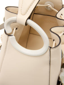 Oscar de la Renta, Floral Applique O Handle Bag, Ivory