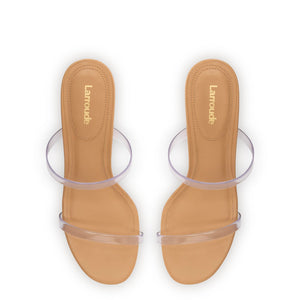 Larroudé, Dew Drop Mule In Tan Leather And Vinyl, 10, Tan