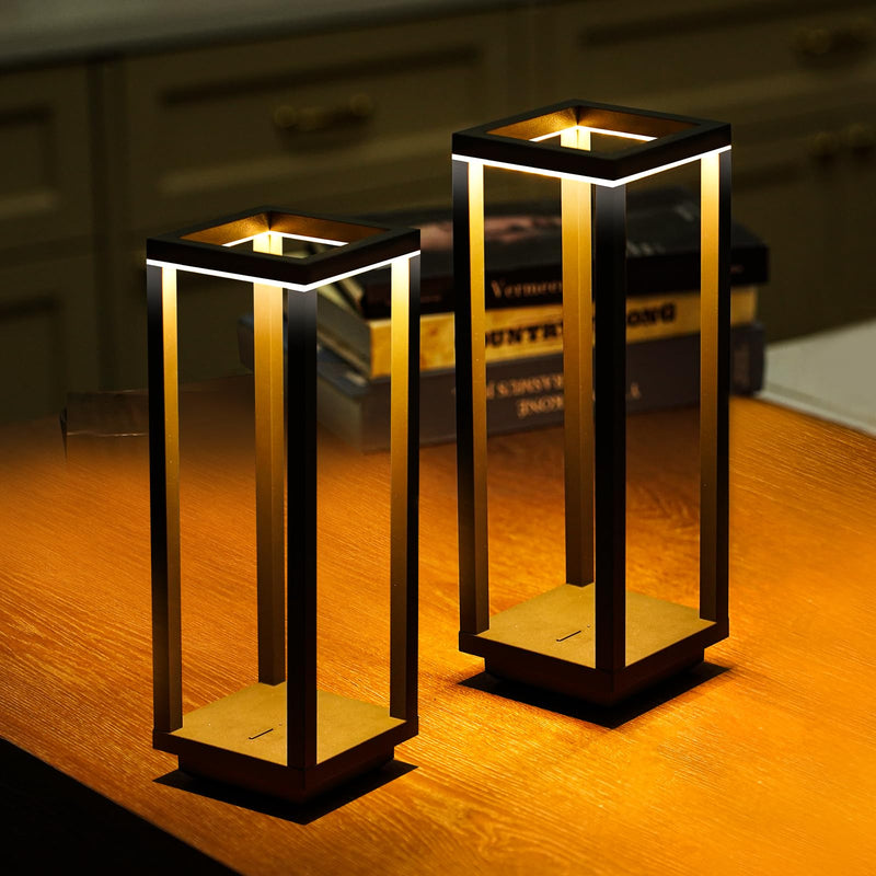 Halostorms 2 Pack Cordless Table Lamp Rechargeable, IP55 Waterproof, 60h Runtime Protable Outdoor Table Lamps, 3 Color Stepless Dimming Battery Powered Table Lamp for Dinner/Restaurant/Bedroom/Cafe