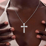 Load image into Gallery viewer, OKISIL Cross Necklace for Women, 925 Sterling Silver 18K Gold Plated Cross Necklaces for Women, Cross Pendant with 5A Cubic Zirconia Diamond, Birthday Christmas Jewelry Gifts for Women Her Wife (White gold)
