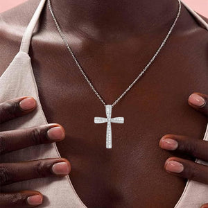 OKISIL Cross Necklace for Women, 925 Sterling Silver 18K Gold Plated Cross Necklaces for Women, Cross Pendant with 5A Cubic Zirconia Diamond, Birthday Christmas Jewelry Gifts for Women Her Wife (White gold)