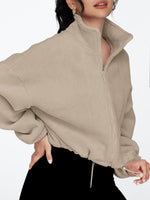 Load image into Gallery viewer, AUTOMET Womens Fleece Jackets Zip Up Oversized Sweatshirts Winter Clothes Long Sleeve Crop Sherpa Fall Outfits Fashion Khaki M
