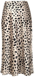 Load image into Gallery viewer, Womens Leopard Print Skirt Midi Long Length Silk Satin High Waist Elastic Skirts S
