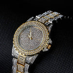 Load image into Gallery viewer, Smalody Round Luxury Women Watch Crystal Rhinestone Diamond Watches Stainless Steel Wristwatch Iced Out Watch with Japan Quartz Movement for Women | Simulated Lab Diamonds (Mix Gold)
