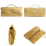 Load image into Gallery viewer, Jumping Deer Woven Clutch Purses for Women, Gold Clutch Formal Satchel Leather Evening Bag Shoulder Handbag, Gold
