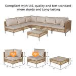 Load image into Gallery viewer, Grand patio 7-Piece Wicker Patio Furniture Set, Boho Outdoor Conversation Set Sectional Sofa with Water Resistant Thick Cushions and Coffee Table, Beige
