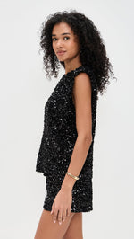 Load image into Gallery viewer, endless rose Women's Sequin Embellished Top, Black, S
