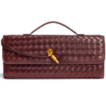 Load image into Gallery viewer, NEWROGENG Woven Clutch Purses for Women, Leather Evening Bag Shoulder Handbag Formal Satchel Crossbody Purse Party Bag, Burgundy Red

