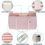 Load image into Gallery viewer, LHZK Standing Extra Large Utility Tote Bag with Metal Wire Frame and the Sides Rinforced, Extra Large Tote Bag with Handle, Reusable Grocery Bags Foldable, Beach Bag, Car Tote (Pink)

