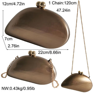 louceko Women Trendy Chain Crossbody Shoulder Bag Handbag Acrylic Wedding Evening Bag Shell Formal Clutch Purse, Brown 2503