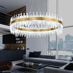 Load image into Gallery viewer, HAIXIANG Glam Crystal Chandelier 40 Inch Ring Chandeliers with Remote Dimmable LED Light Adjustable Hanging Lights Luxury Ceiling Pendant Lighting Fixtures for Living Dining Bedroom Foyer Gold Light
