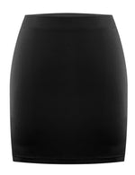 Load image into Gallery viewer, MANER Women's High Waisted Stretchy Ribbed Skirt Casual Going Out Mini Skirts (Medium, Black,No Fringe)
