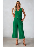 Load image into Gallery viewer, Luvamia Two-Piece Summer Set for Women - Green Medium Fits Size 8 / Size 10 - Perfect for Office, Brunch or Casual Wear
