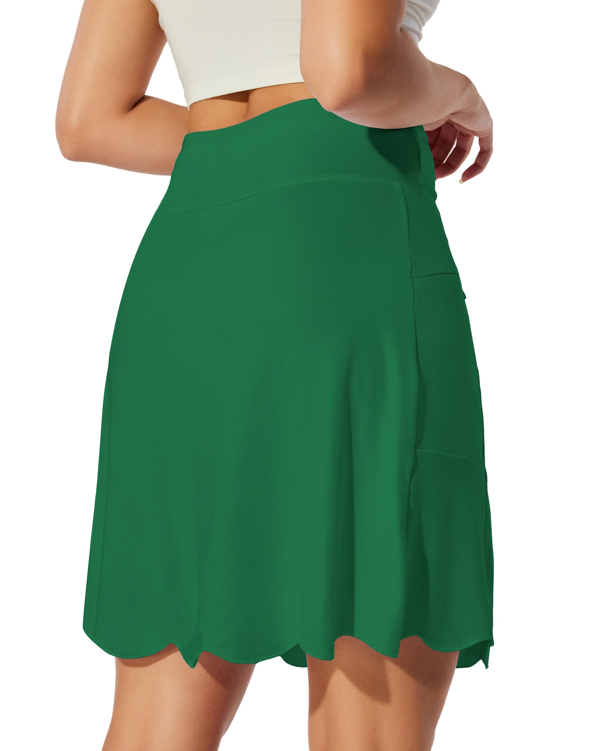 M MOTEEPI Skorts for Women Dressy Casual Knee Length Athletic Skirt Long Tennis Skirts for Women Golf Skort Tennis Apparel Green Skort L