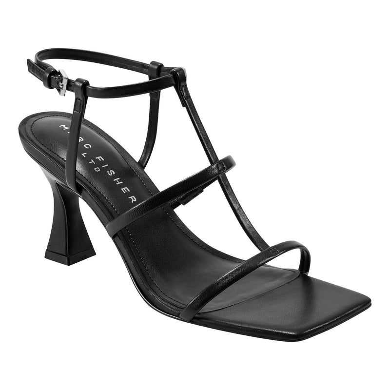 Marc Fisher LTD Women's Dennie Heeled Sandal, Black Leather 001, 8